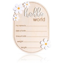 Wooden Newborn Baby Announcement Sign, Birth Details Sign for Hospital Nursery