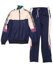 Asics Womens Full Tracksuit IT 48 XL Navy Blue Colourblock Polyamide AG03