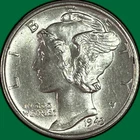 1943 Mercury Dime Brilliant Uncirculated BU Coin #41732