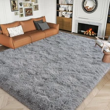 Super Fluffy Area Rugs 8x10, Big Modern Shag Grey Rugs for Living Room, Soft ...