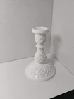 Fenton White Milk Glass Hobnail Candlestick - 1960s Decor