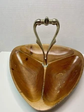 Vintage Rosewood Kromex Solid Wooden Serving Dish with Handle