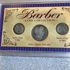 Barber 3 Coin Collection 1911 P Dime,1910 D Dime and 1896 P Quarter CRACKED CASE