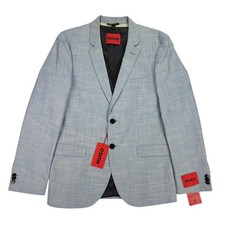 Hugo Boss Mens Arti Wool Super Flex Extra Slim Fit Suit Jacket Light Blue 40R