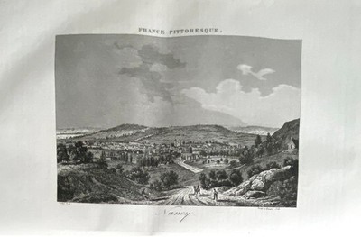 GRAVUR MALERISCHES FRANKREICH 1835 ANSICHT DER STADT NANCY