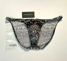 N2N Bodywear  Size Medium Provence Micro Pouch Bikini  - Black/White - Batik