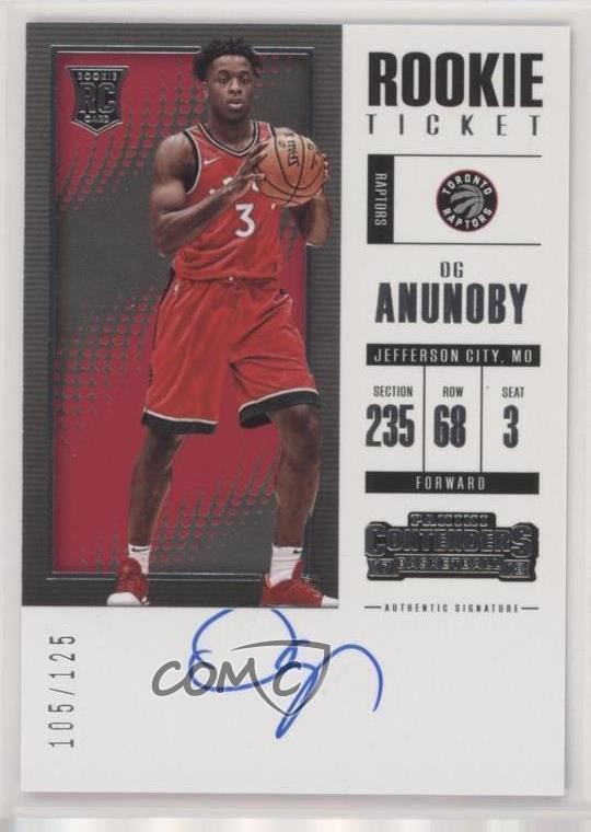 2017-18 Panini Contenders Ticket 105/125 OG Anunoby #123 Rookie Auto RC 1x9
