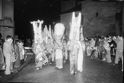 Carnival bands playing at the Munsterhof in Zurich 1977 1970s Old Photo