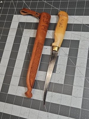 J. Marttiini Finland Rapala Fishing Filet Knife w/Leather Sheath 6'' Blade GUC