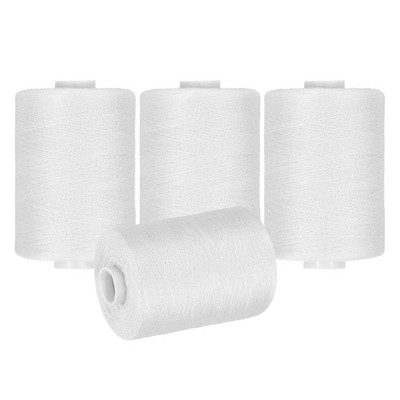4 Spool Sewing Thread, White for Sewing Hand, 1000 Yards/Spool