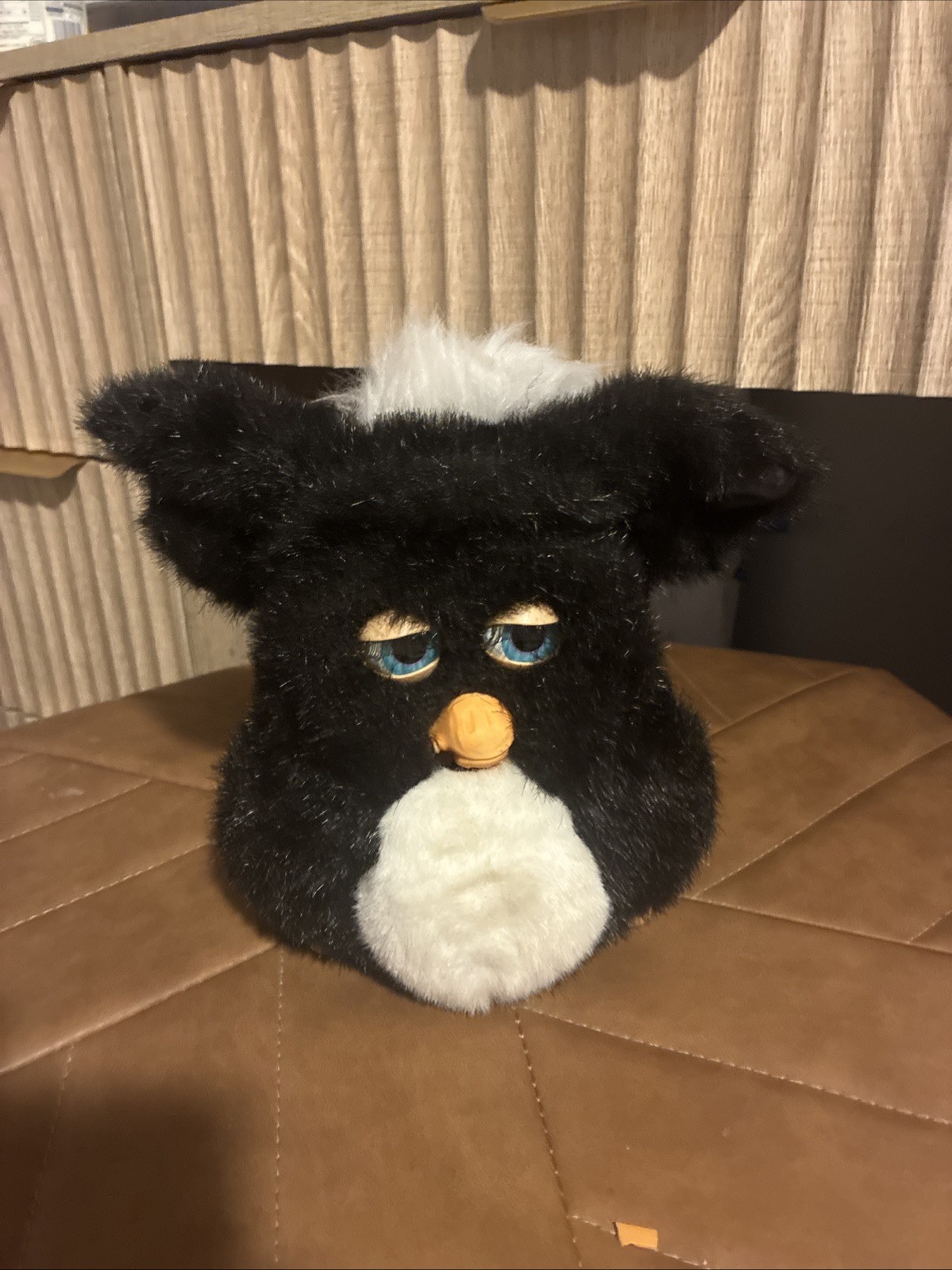 Furby 2005 Emo-Tronic Tiger Hasbro 59294 Black White Fur Blue Eyes Working Great