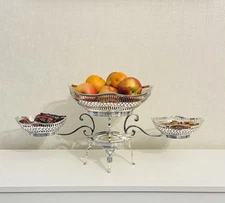 Vintage Decorative Silverplate Three Piece Epergne Centerpiece