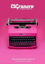 Olivetti Lettera 32 Pink Typewriter, Vintage, Manual Portable, Professionally thumbnail