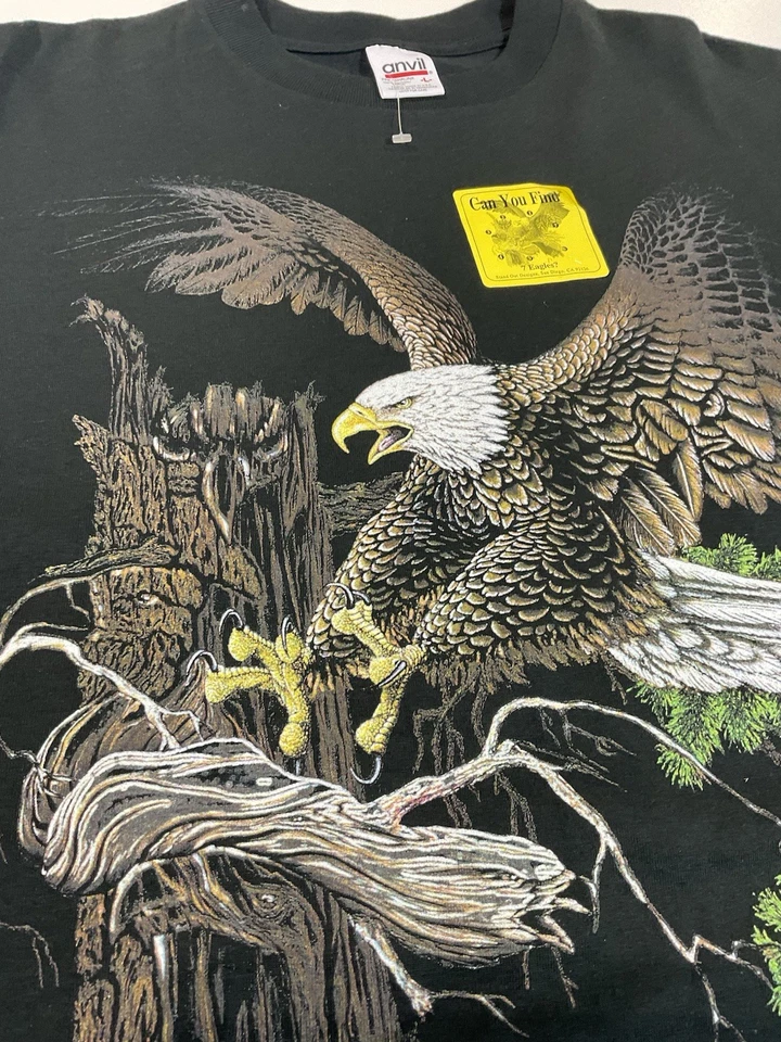 Camiseta De Colección Águila Calva Naturaleza Talla L Puntada Única Nueva Con Etiquetas Arte Motociclista Años 90 Foto 2 de 4