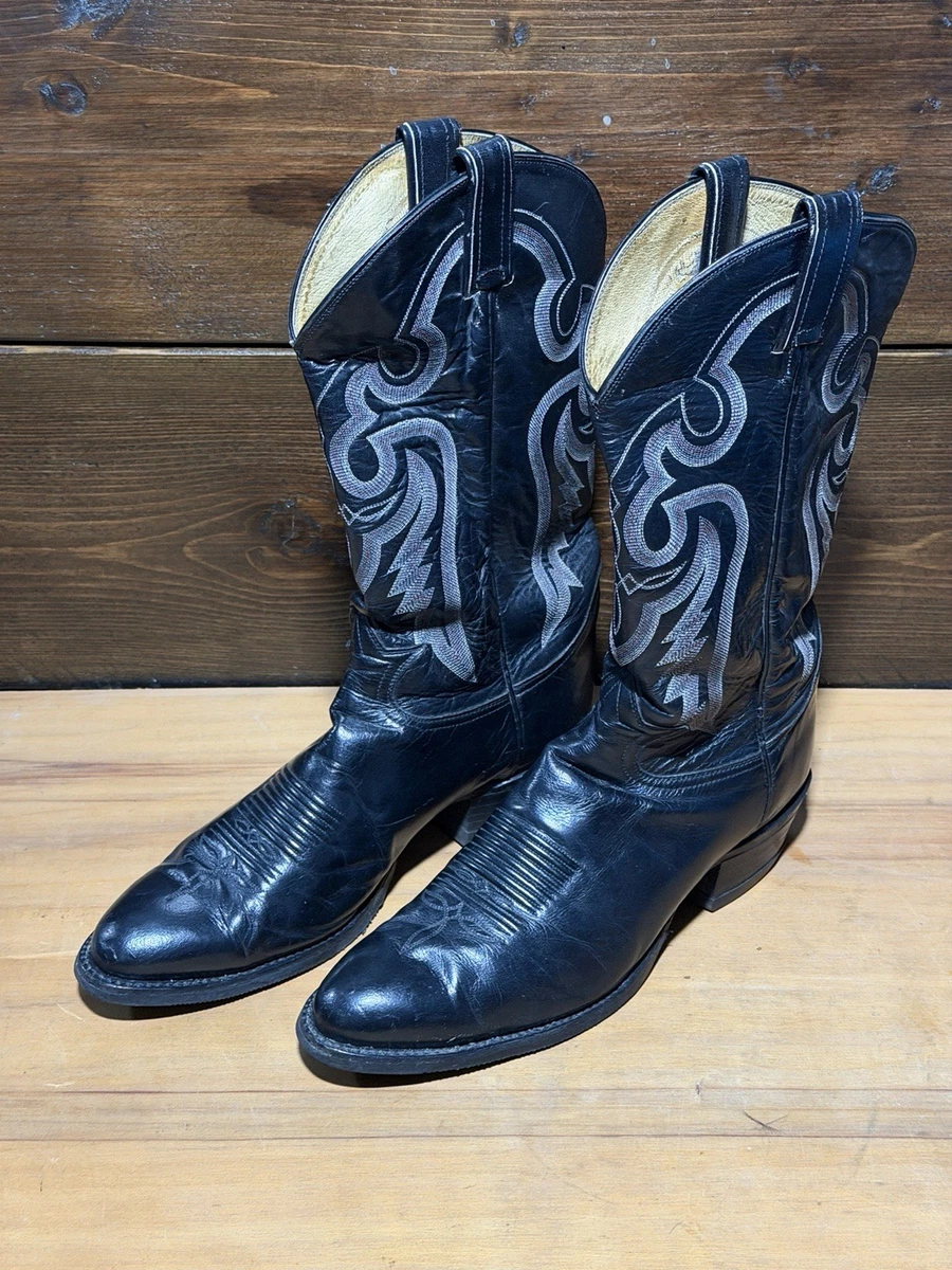 Hommes Noir WESTERN Bottes Cow-Boy Bout Pointu Cheville Cavalier Talons