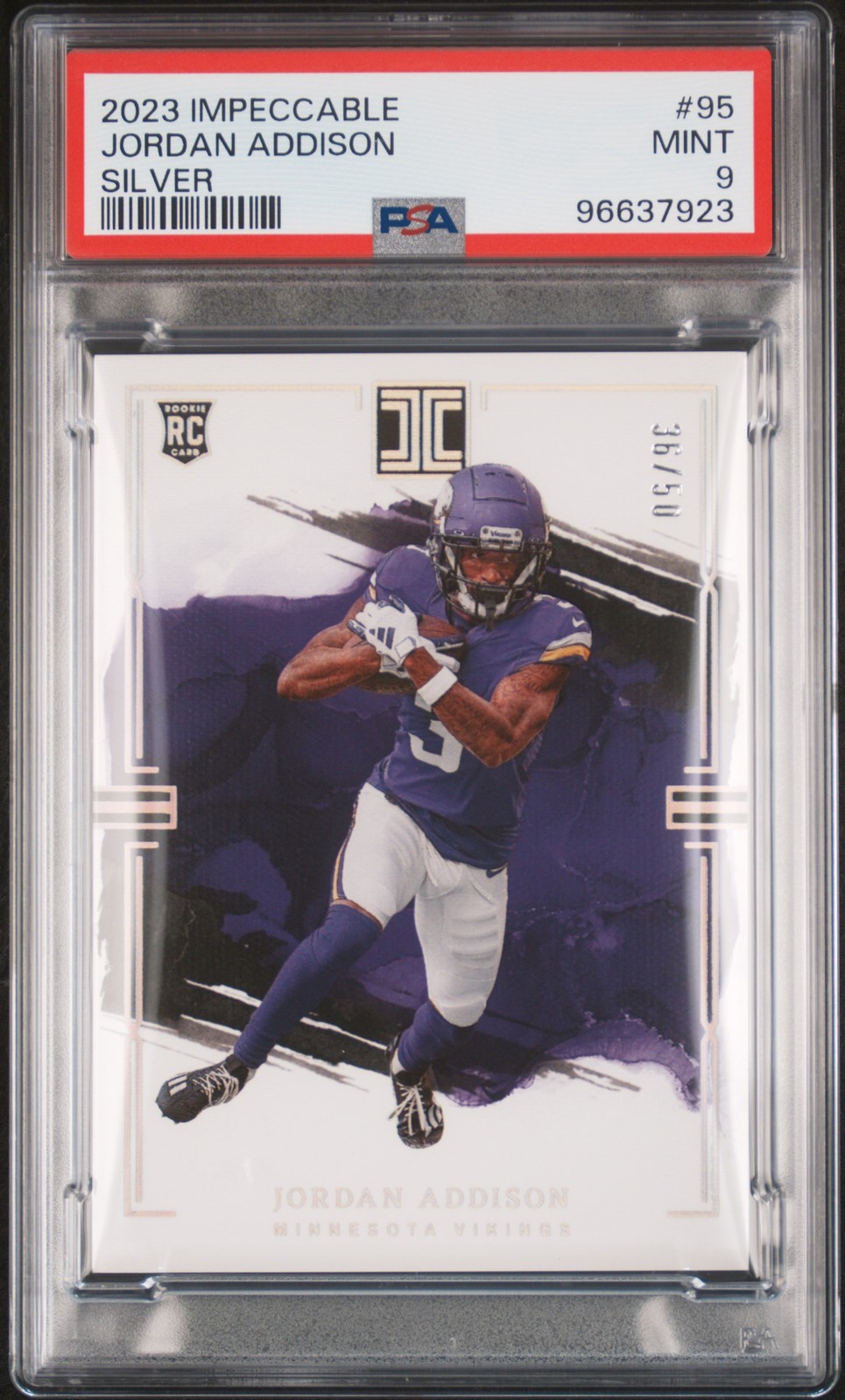 Jordan Addison Panini Impeccable #95 Silver