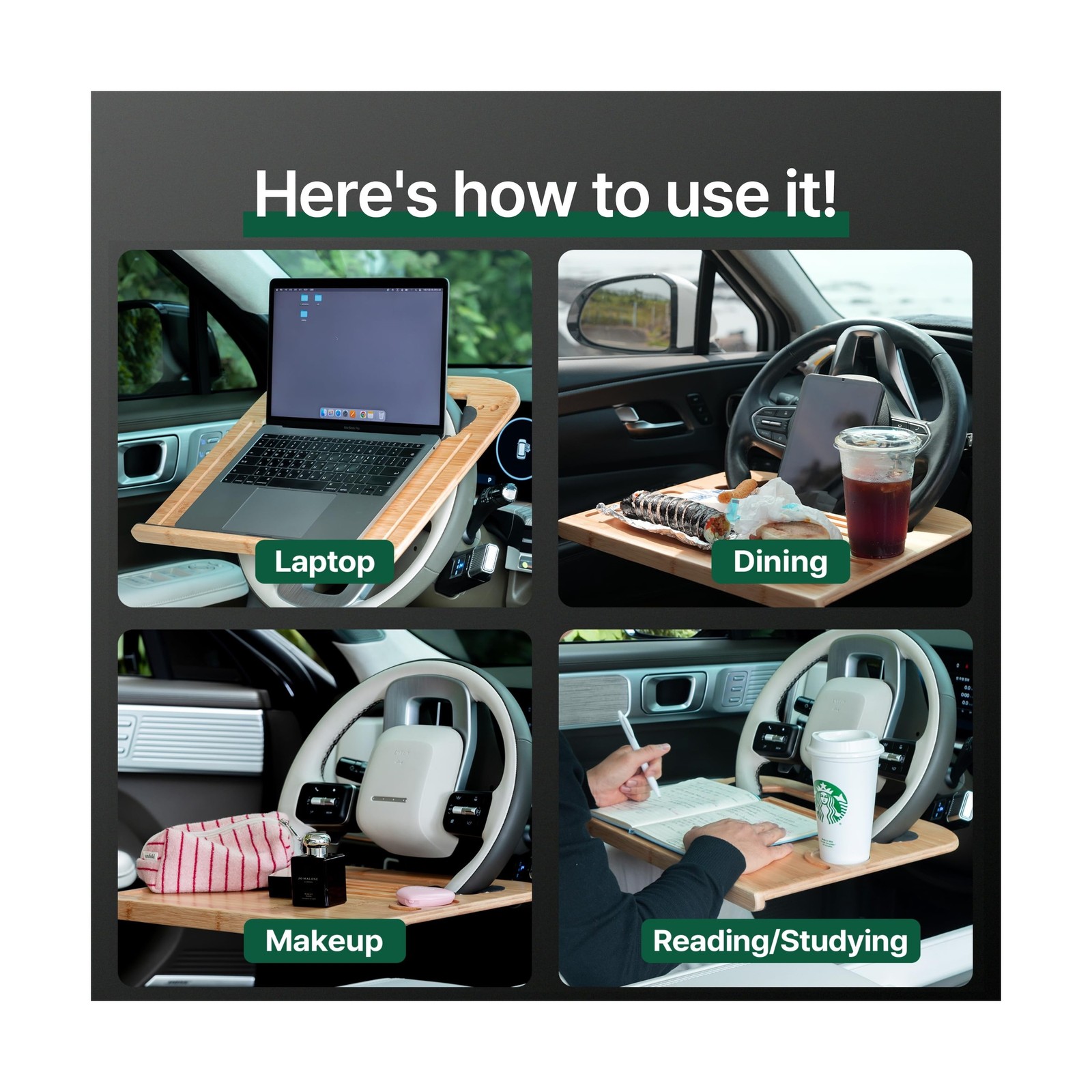 2 in 1 Steering Wheel Tray – Car Tray & Food Table – Car Essentials  thumbnail 4