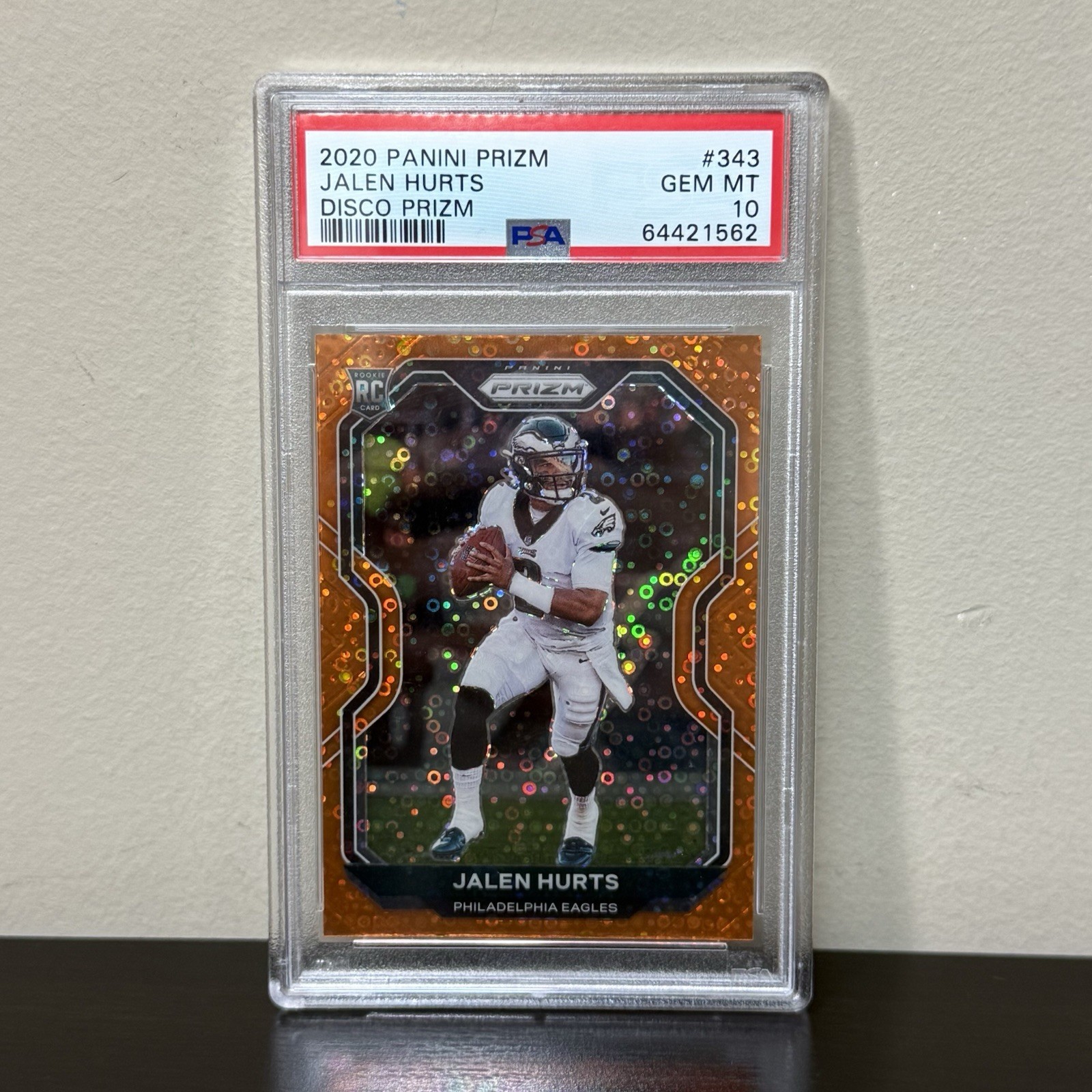 2020 Panini Prizm JALEN HURTS #343 RC Rookie Orange Disco PSA 10 GEM MINT