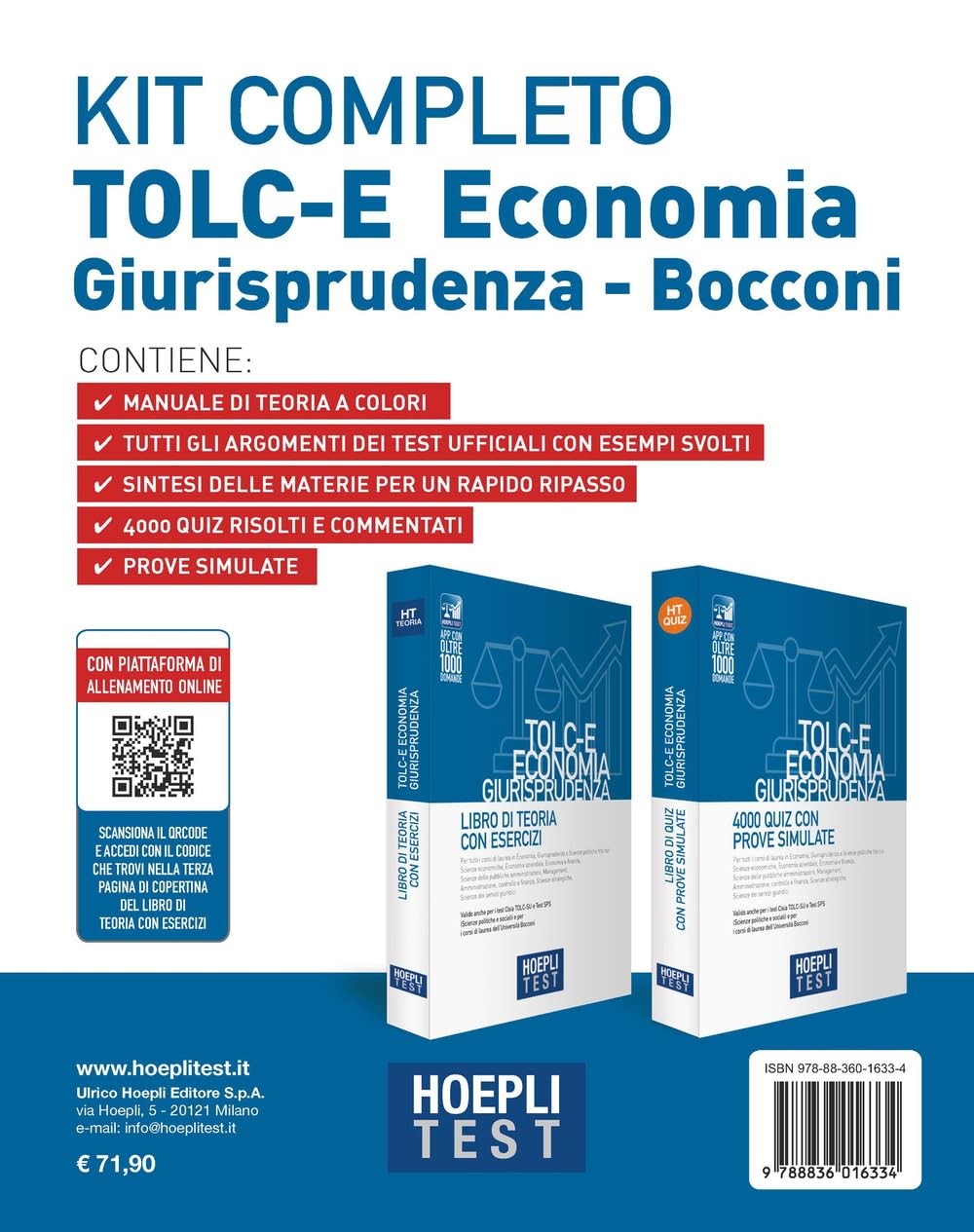 Hoepli test. TOLC-E Economia, Giurisprudenza. Kit completo: Libro di (Paperback)