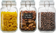50Oz Square Glass Food Storage Jars with Airtight Clamp Lids 3 Pack