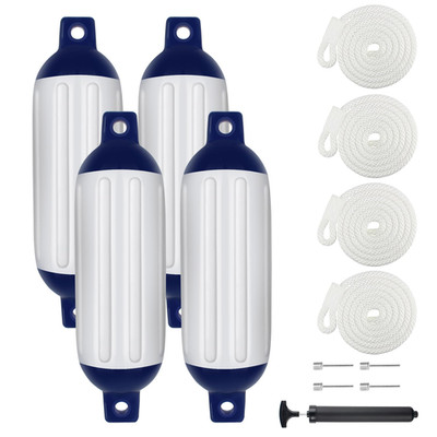 Veithi Boat Fenders Boat Bumpers 4 Pack Ribbed Twin Eyes Vinyl Boat Fenders