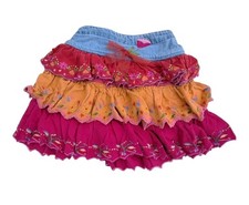 Vintage Beetlejuice Toddler Girls Size 2T Denim Corduroy Ruffle Skirt Pink Y2K
