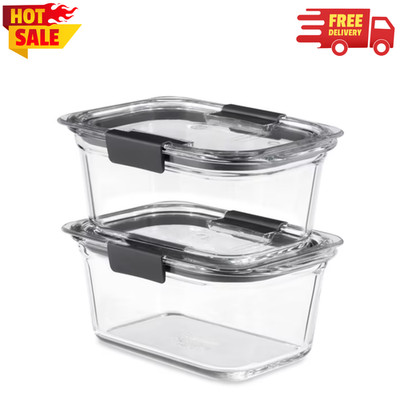 Rubbermaid Brilliance Glass Food Storage Containers 2 Pack 4.7 Cup Leak Proof
