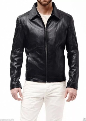 NEW Men Black Genuine Lambskin Leather Biker Fit Jacket Size XS TO 3XL Handmade