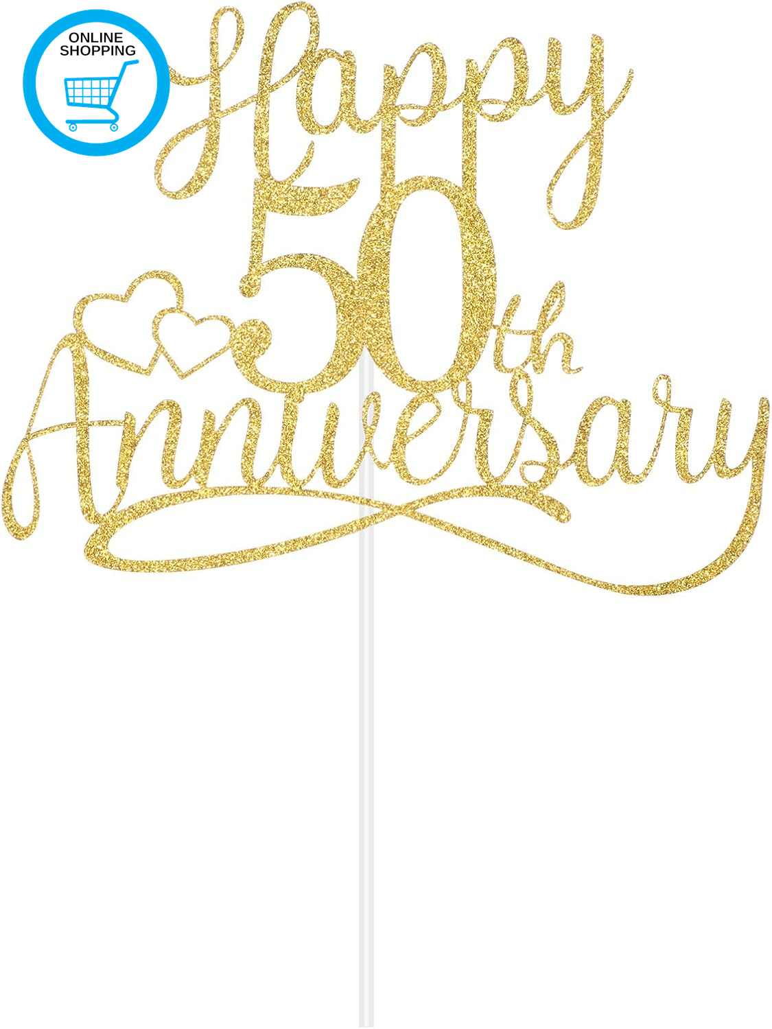 50Th Anniversary Cake Toppers Gold Glitter Wedding Anniversary Party Decorations