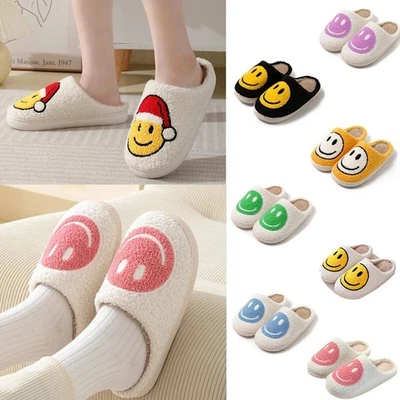 Soft Smiley Face Slippers, Happy Face Slippers, Warm Winter Plush Warm Slippers