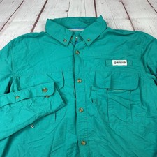 Magellan Outdoors Shirt Mens Medium Green Fishing Button Front Vented Nylon