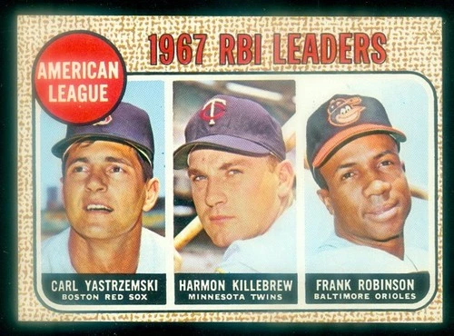 1968 TOPPS #4 AL RBI LEADERS YAZ/KILLEBREW EXMT