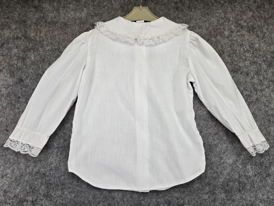 Vintage Shar By Four Blouse Girls 12 White Peter Pan Lace Collar Made USA 80s - Image 3 of 4