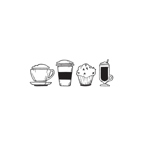 Coffee Cup Cake Mug - Vinyl Wall Decal Kitchen Cafe Foodie Aesthetic White 13x40