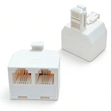 RJ11 Duplex Wall Jack Adapter 2-Pack, 1 to 2 Line Splitter for Dual Line Setu...