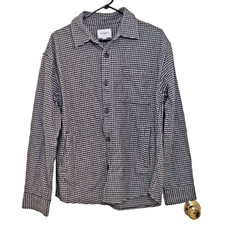 Goodfellow Heavyweight Flannel Shirt Jacket M Shacket Black Gray Houndstooth NEW