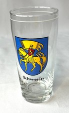 Glas Andenkenglas Bierglas Schwerin Wappen Höhe ca. 14,1 cm