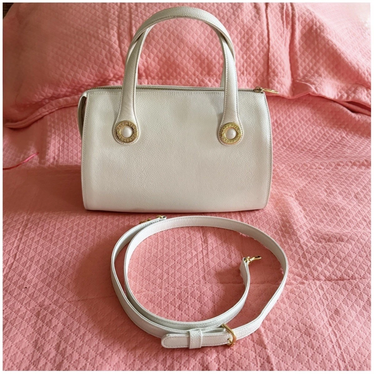 Valentino — Valentino Garavani Winter White Leather Handbag with Crossbody Strap