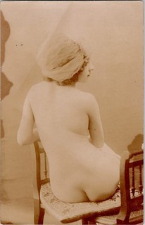 Big Butt seduto donna nuda francese foto citrato originale vecchia cartolina anni 1910 1920