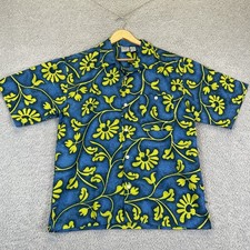 Vintage OP Ocean Pacific Floral Neon Hawaiian Shirt Men's Large 90's Surfer