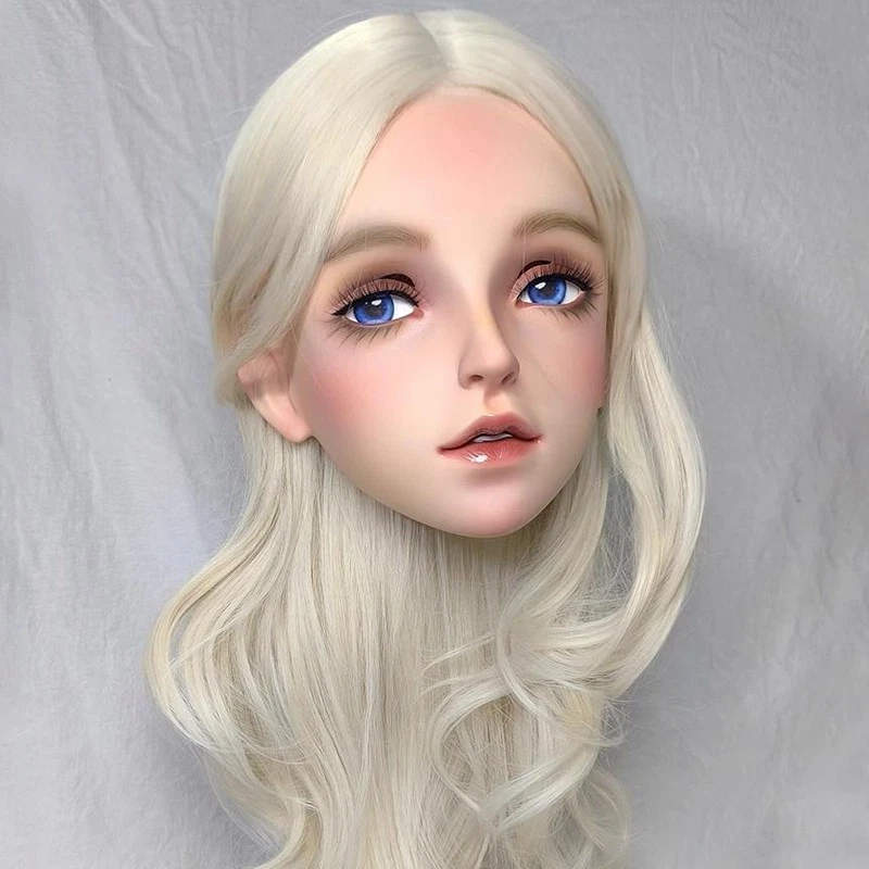 Doll Half Head Shell Cute Smile Anime Face With Hair Cosplay Kigurumi Mask CD - Image 3 of 4