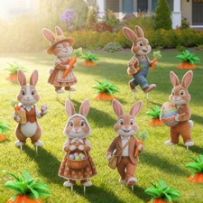Easter Decorations Outdoor, Total 12 Pcs Bunny Yard Signs with Stakes and Fak...