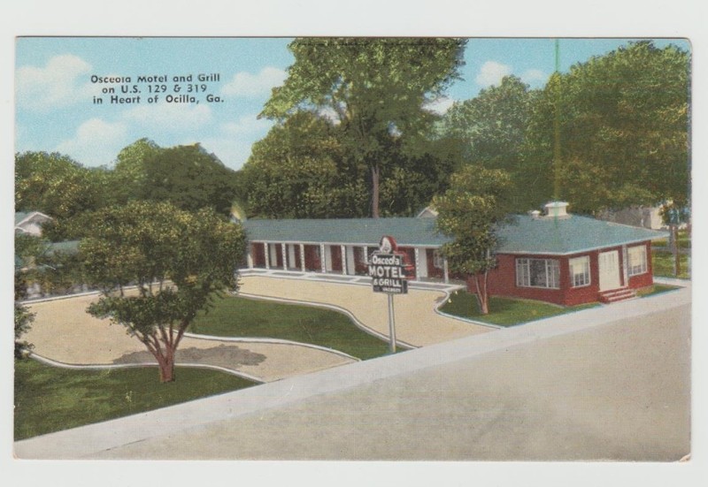 Ocilla, Georgia GA Vintage Postcard Osceola Motel and Grill