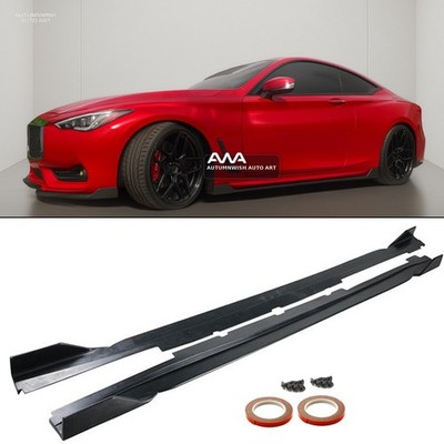 For 17-22 Infiniti Q60 Side Skirt Winglet Extension PU Lip Splitter Body Kit