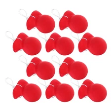 10 Pcs Red Rubber Clown Nose Elastic Band Clown Costume Accessories Party Props