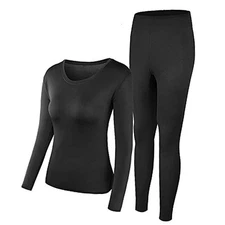  Thermal Underwear Women Ultra-Soft Long Johns Set Base Layer Medium Black