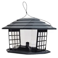Gray Recycled Resin EcoBistro Wild Bird Hopper Feeder 5 lb. Capacity, 2 Pack