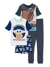 Star Wars 4 PC Short Sleeve Tight Fit Cotton Pajama Set Boy Size 8 10
