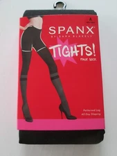 SPANX By Sara Blakely FAUX SOCK TIGHTS A Very Black NEW Patterned Leg SHAPER NWT