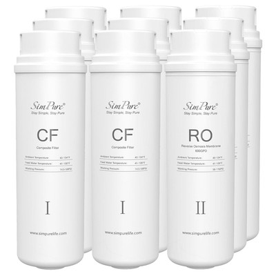 SimPure Q3-600GPD RO Reverse Osmosis CF+RO Membrane Water Filter 1/2/3-Year Set